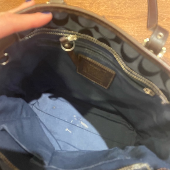 Coach Dark Blue and Brown Tote Bag - Picture 6 of 8